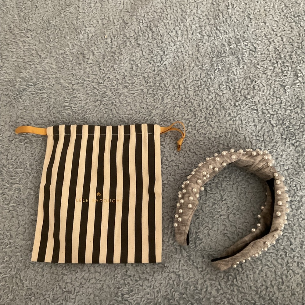Lele Sadoughi Gray Pearl Embellished Headband